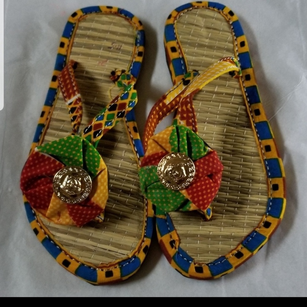 Beautiful cutom-made African flip-flops for kids
